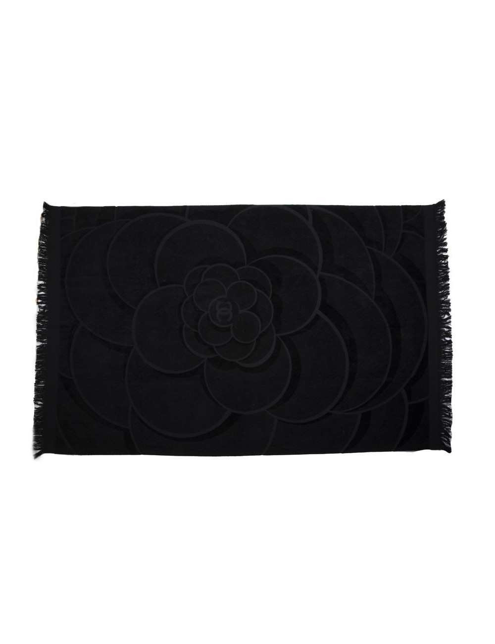 Serviette de plage CHANEL noire logo camélia CC