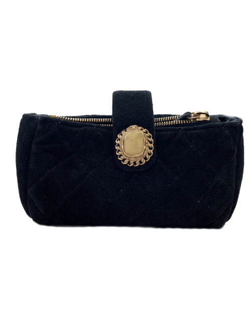 Porte monnaie CHANEL veau velours noir