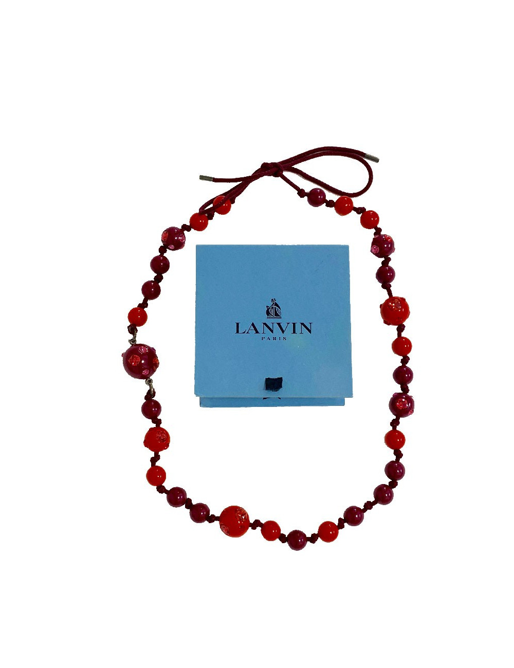 Sautoir LANVIN boules rouges et violettes par ALBER ELBAZ