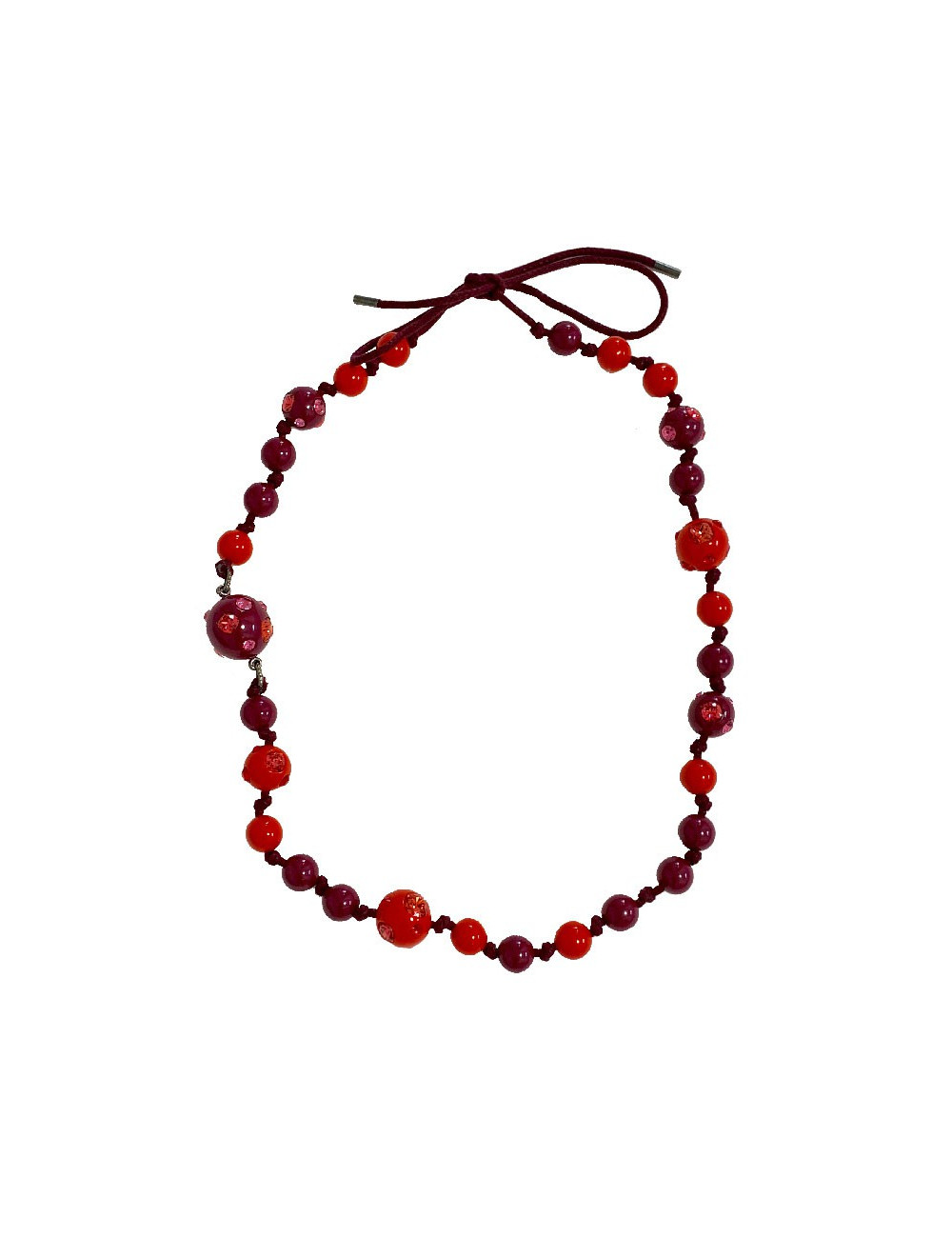 Sautoir LANVIN boules rouges et violettes par ALBER ELBAZ