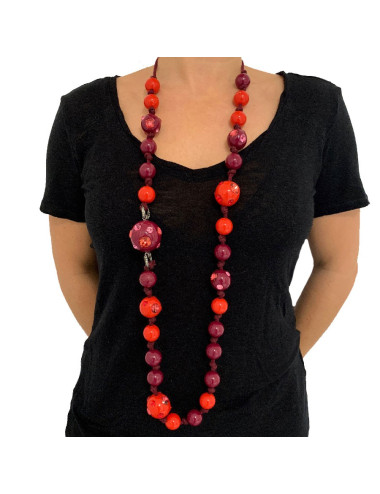 Sautoir LANVIN boules rouges et violettes par ALBER ELBAZ 2