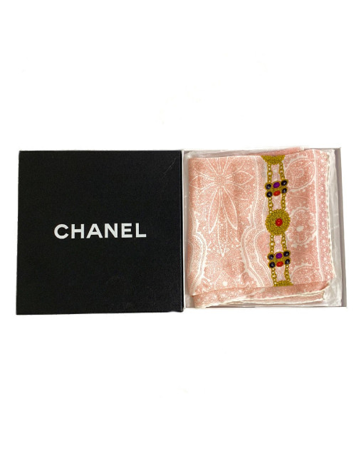 Foulard soie rose CHANEL