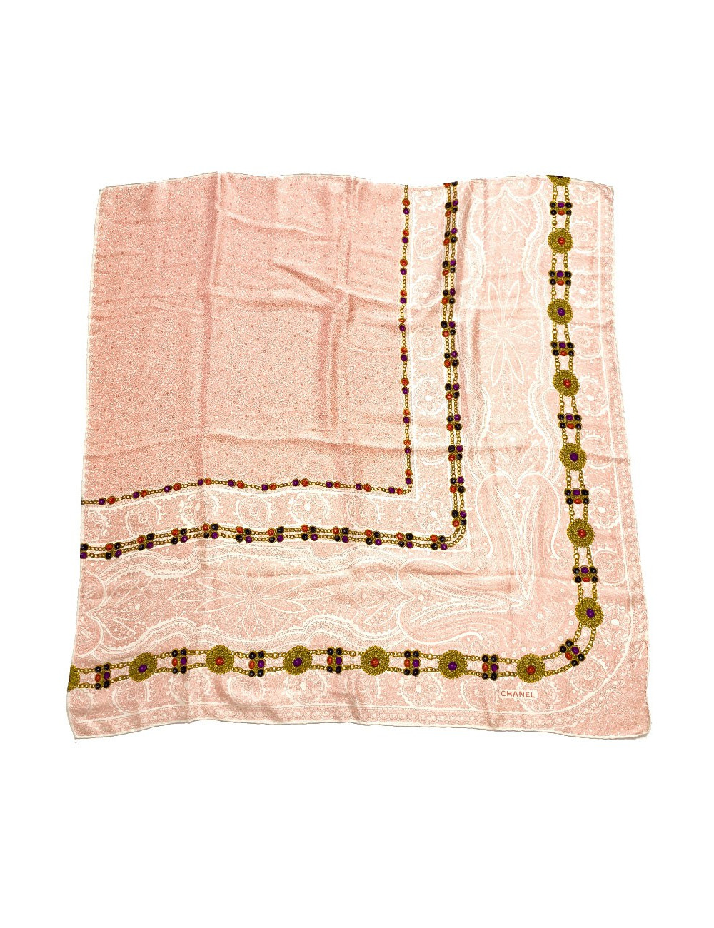 Foulard soie rose CHANEL