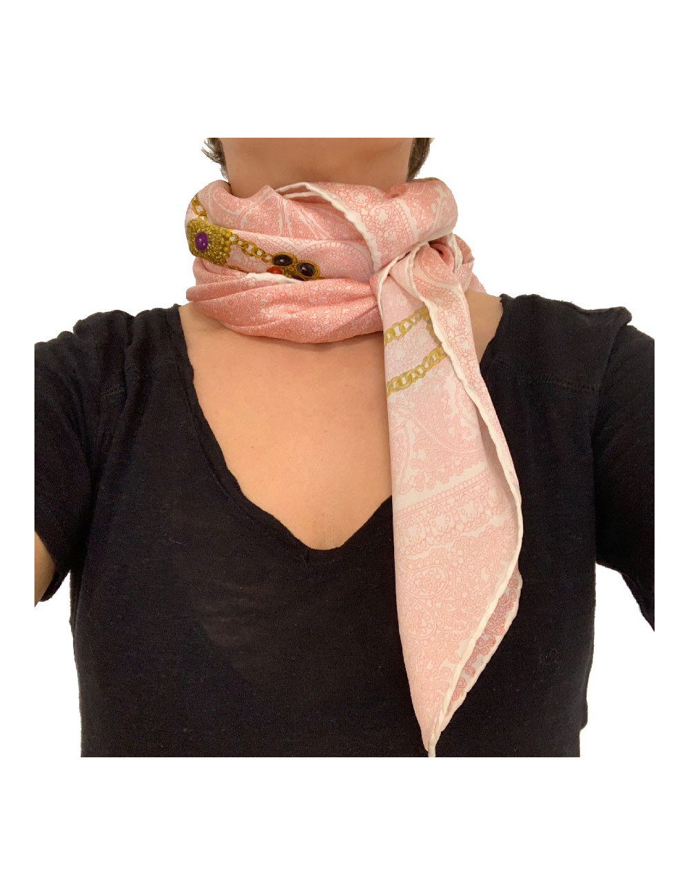 Foulard soie rose CHANEL