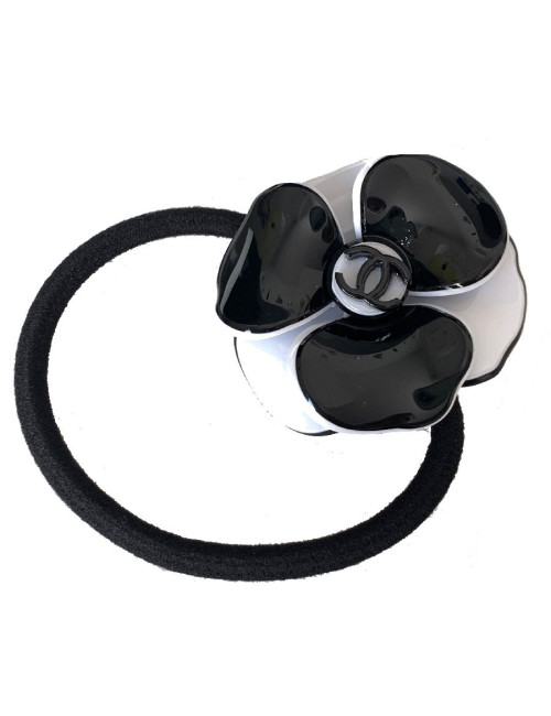 Chouchou CHANEL camélia noir et blanc