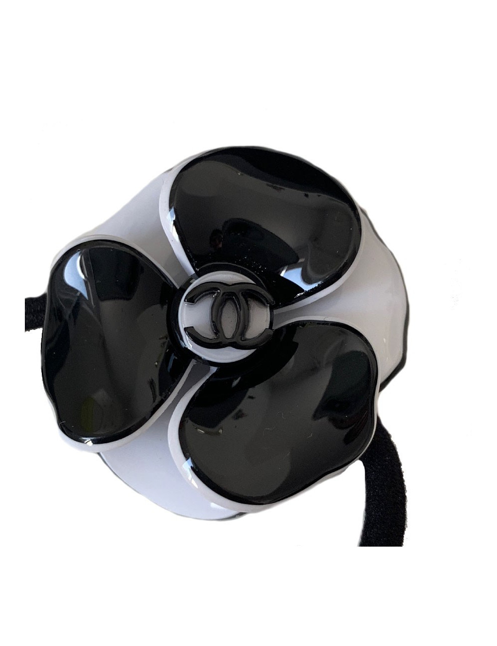 Chouchou CHANEL camélia noir et blanc