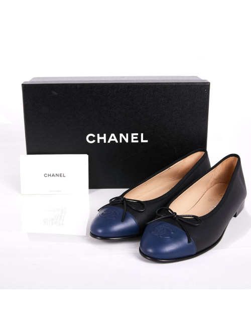 Ballerines CHANEL T38.5 bicolore 