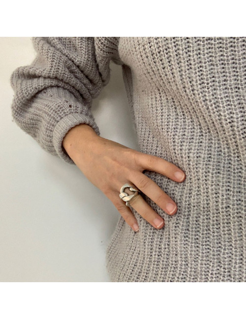  Bague t 52 HERMES Capture en argent massif