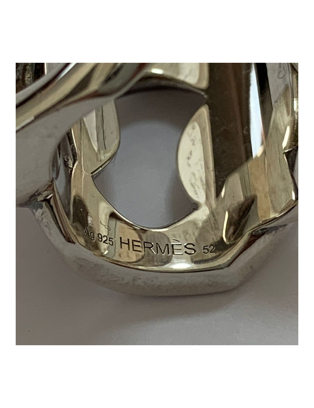  Bague t 52 HERMES Capture en argent massif