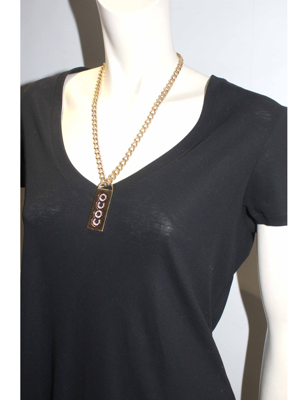 Collier CHANEL "COCO" en métal doré