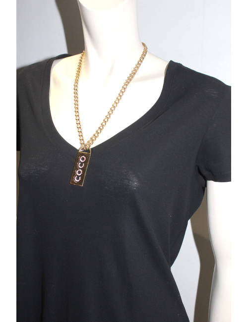 Collier CHANEL "COCO" en métal doré