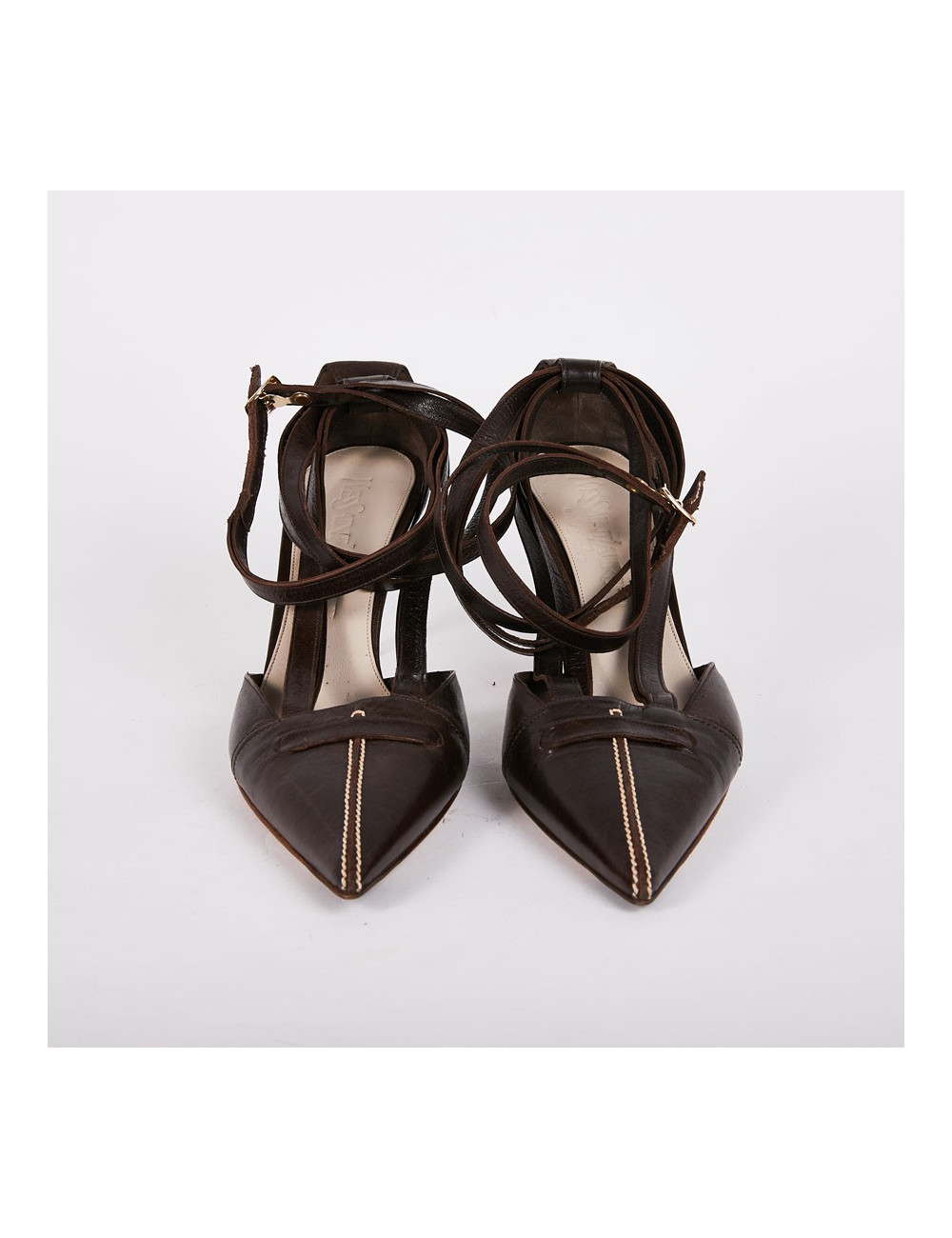 Escarpins T37 Yves Saint Laurent en cuir marron