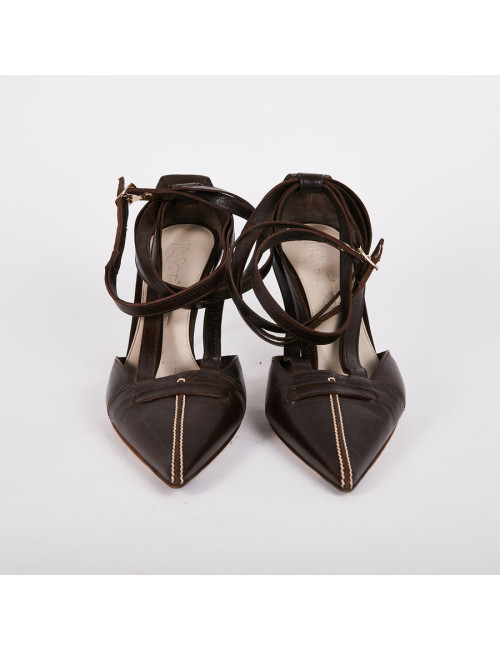 Escarpins T37 Yves Saint Laurent en cuir marron