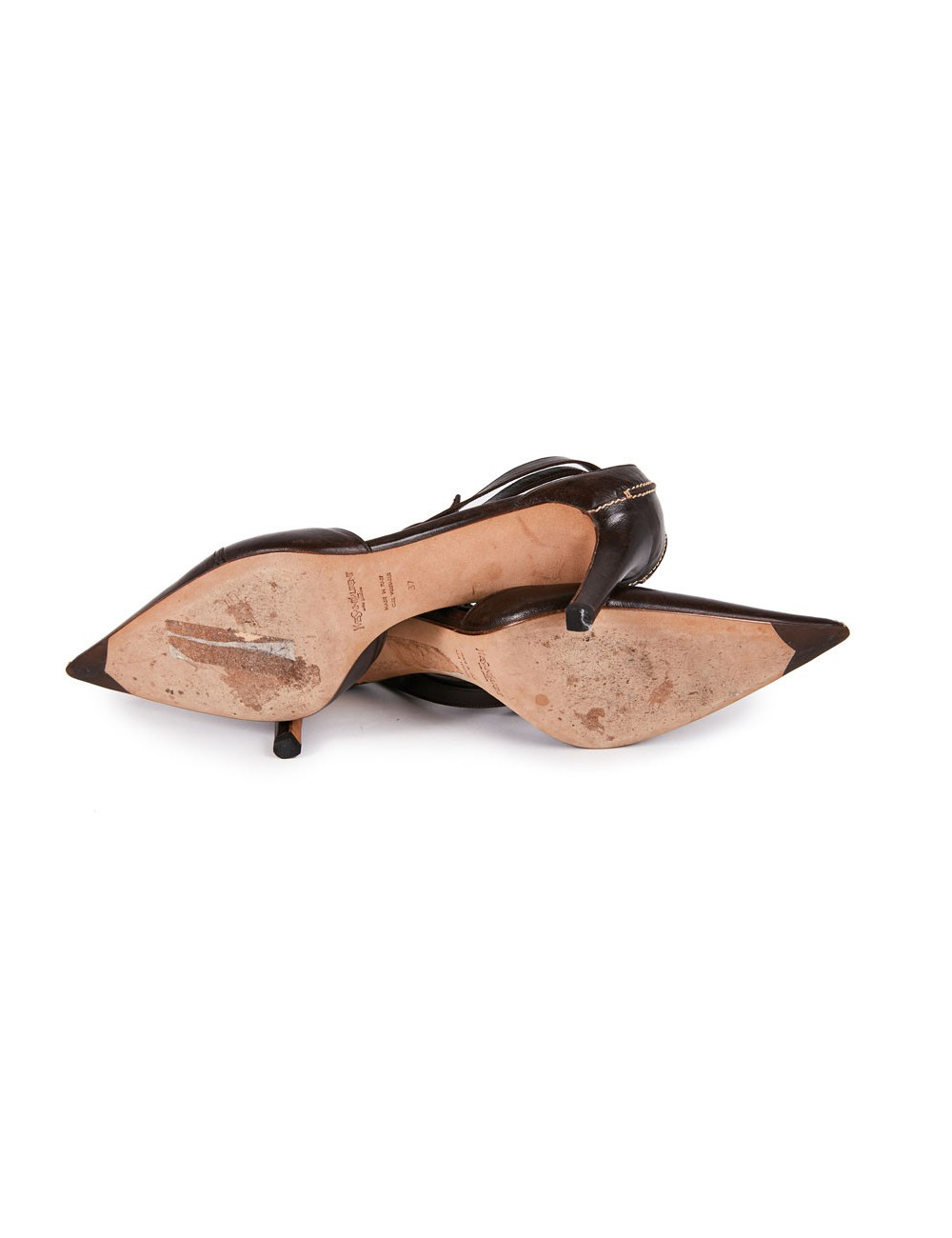 Escarpins T37 Yves Saint Laurent en cuir marron