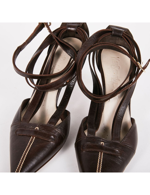 Escarpins T37 Yves Saint Laurent en cuir marron