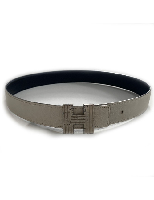 Ceinture HERMES réversible boucle H striée