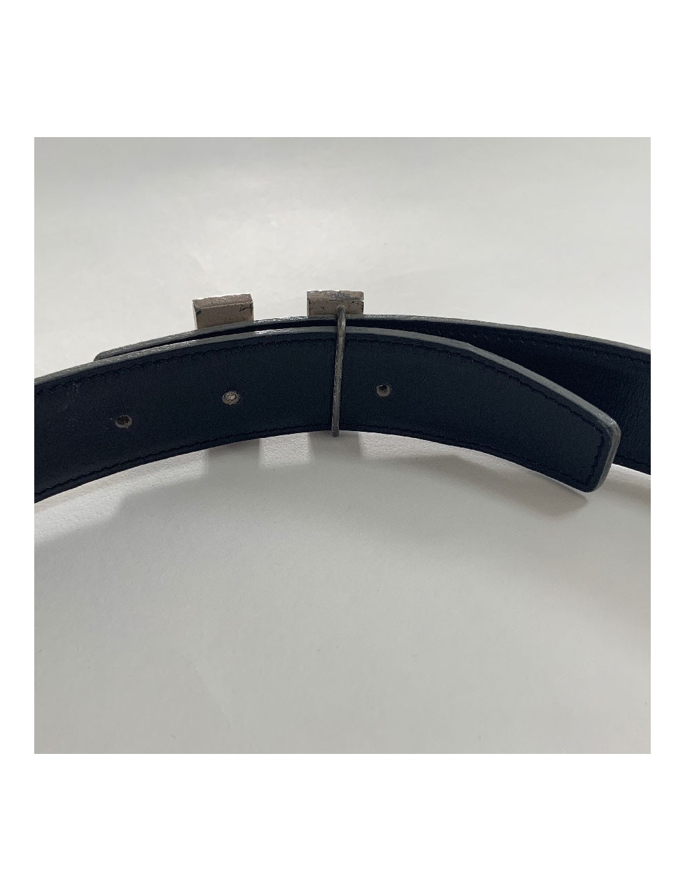 Ceinture HERMES réversible boucle H striée