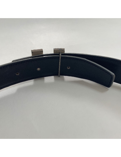 Ceinture H HERMES strié réversible