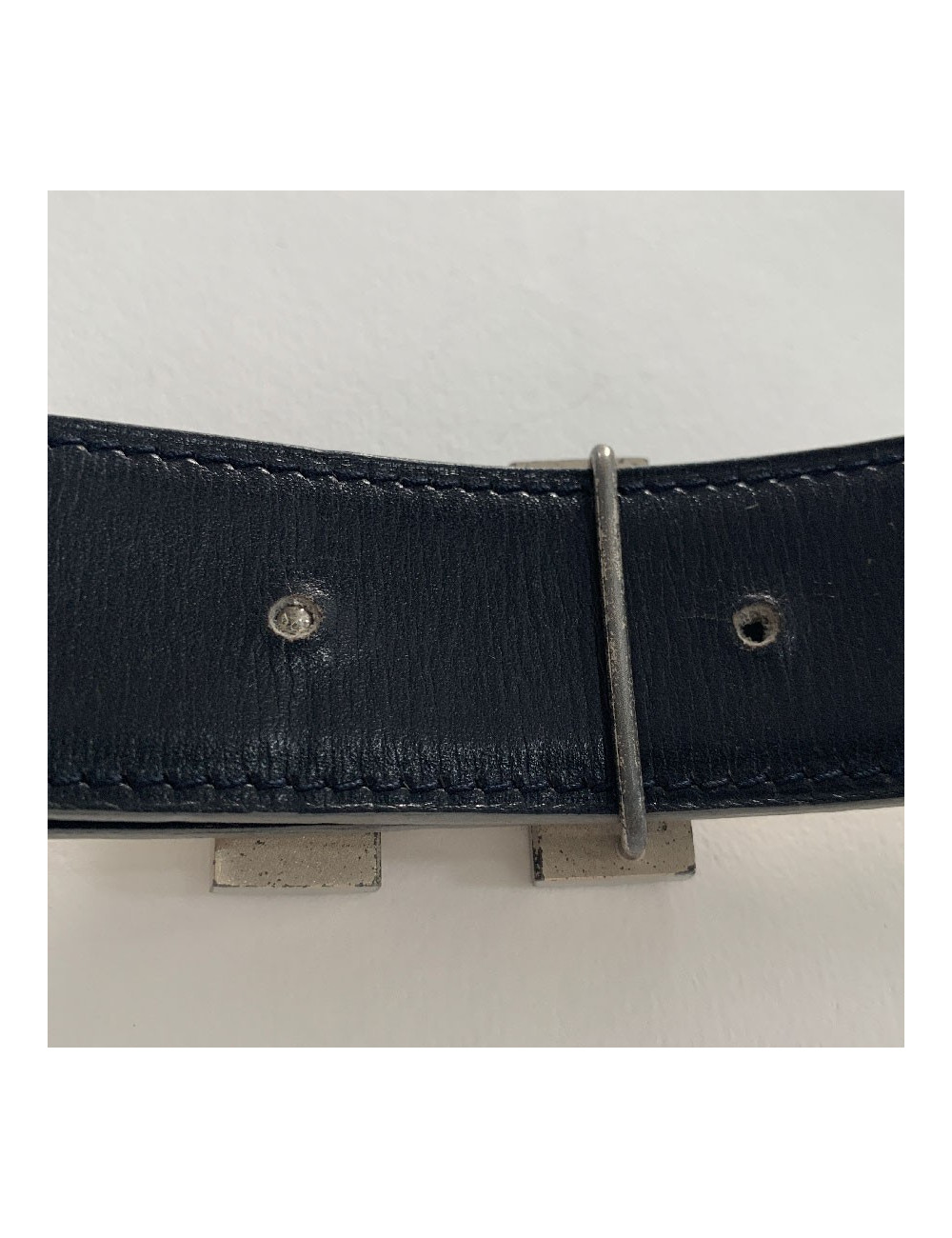 Ceinture H HERMES strié réversible