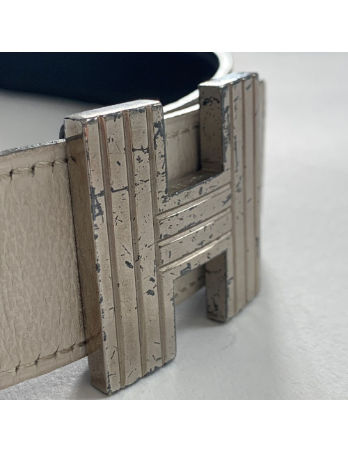 Ceinture H HERMES strié réversible