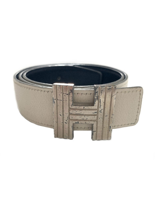 Ceinture H HERMES strié réversible