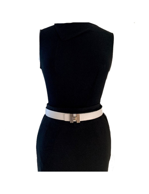Ceinture H HERMES strié réversible