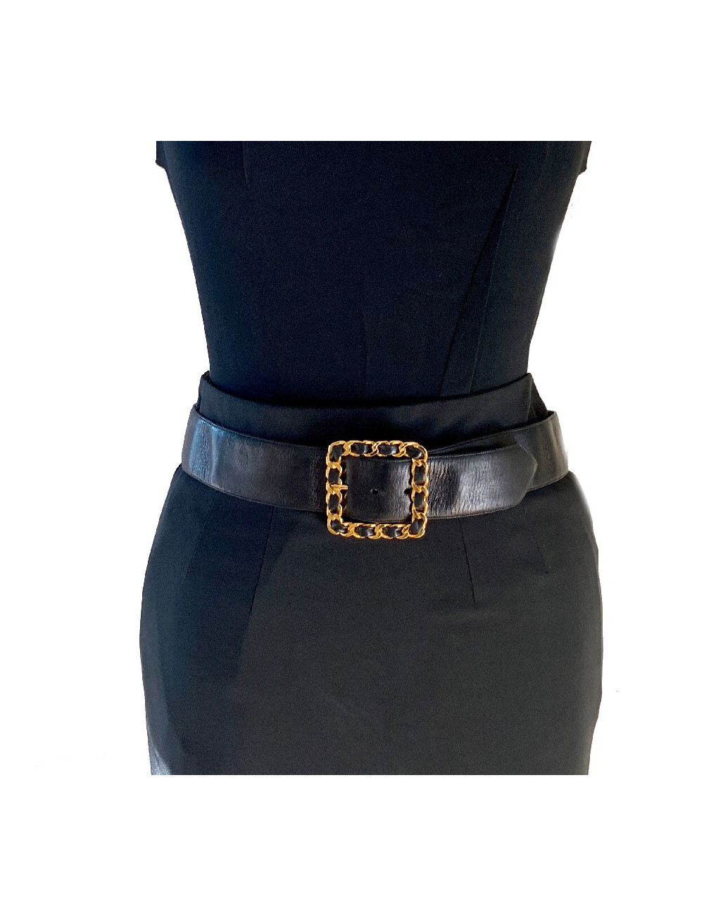 Ceinture vintage CHANEL cuir noir