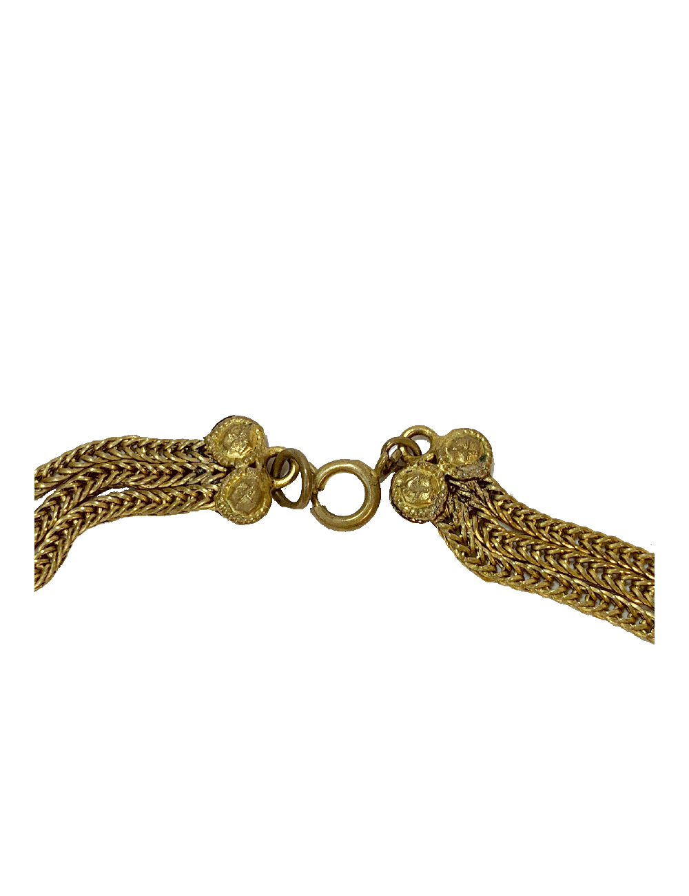 Sautoir chaines dorées et perles noires