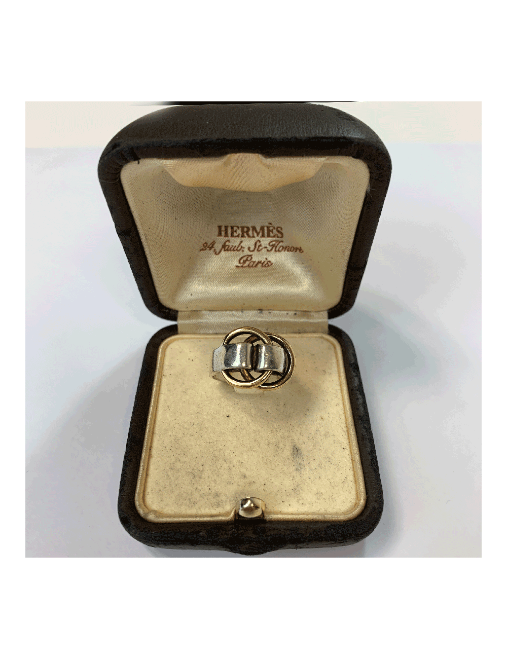 Bague HERMES T argent et or