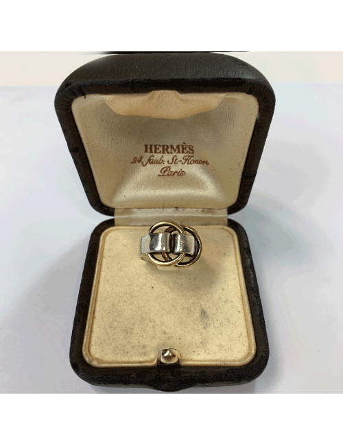 Bague HERMES T argent et or