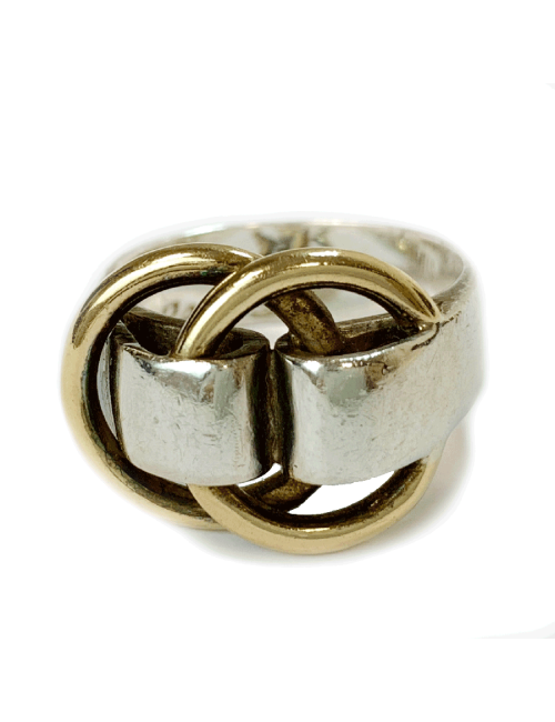 Bague HERMES T argent et or