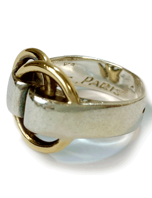 Bague HERMES T argent et or