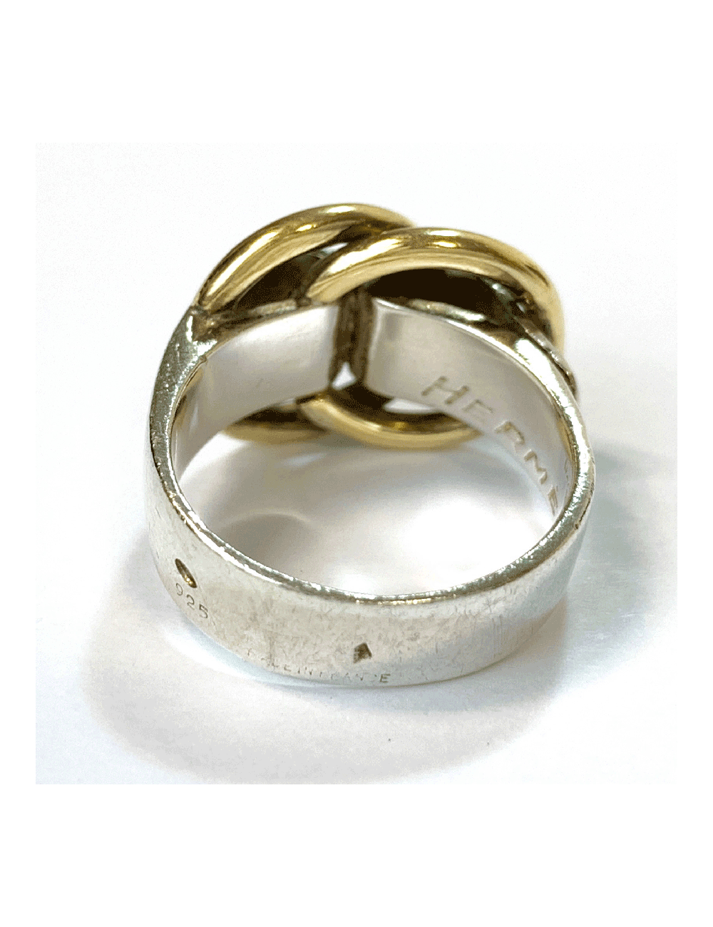 Bague HERMES T argent et or