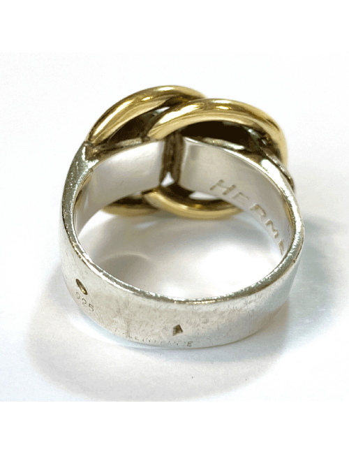 Bague HERMES T argent et or