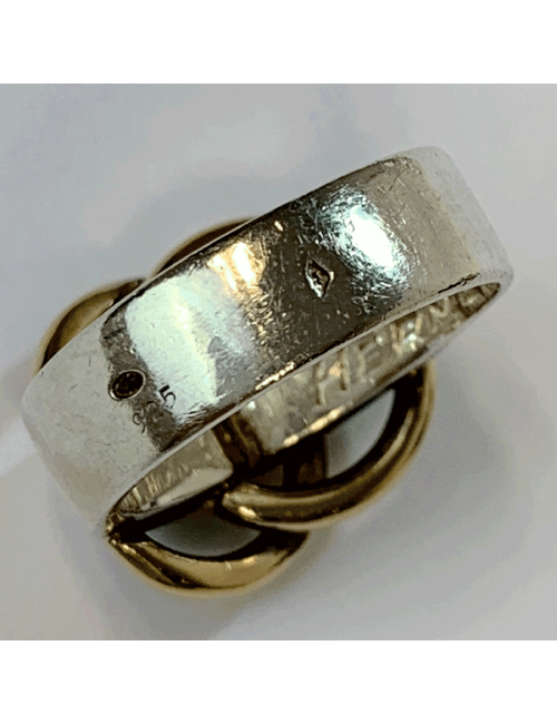 Bague HERMES T argent et or