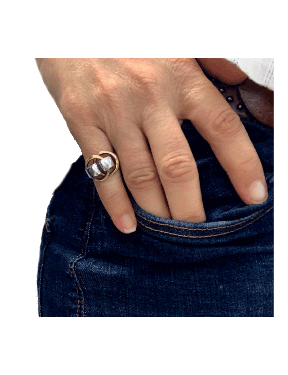 Bague HERMES T argent et or