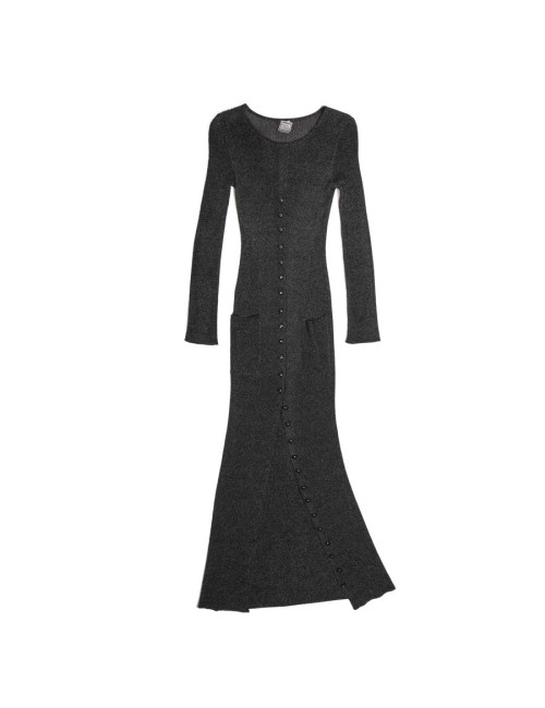 Robe longue HERVE LEGER  tricot foncé brillant