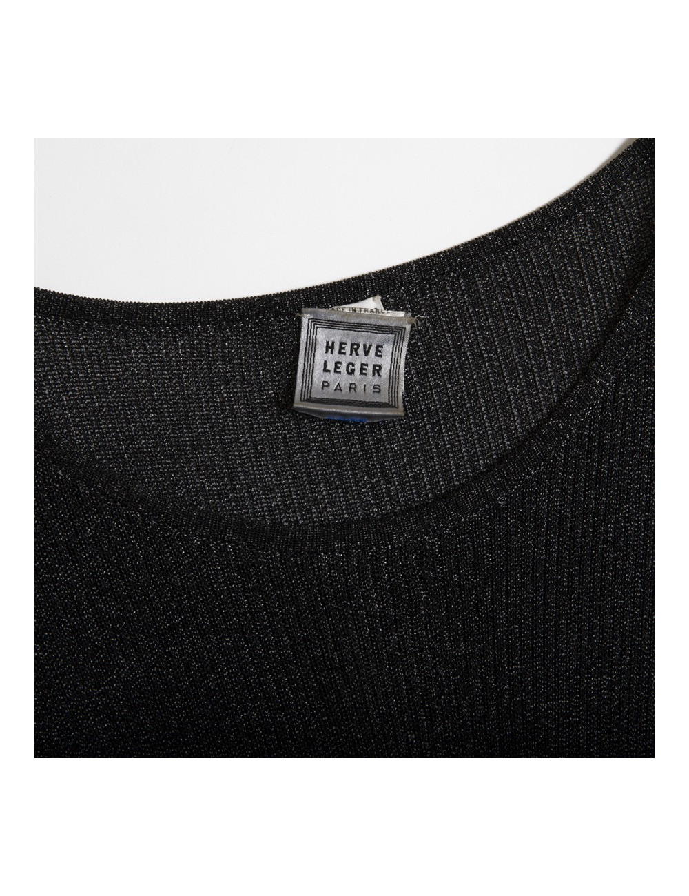 Robe longue  HERVE LEGER  tricot gris brillant