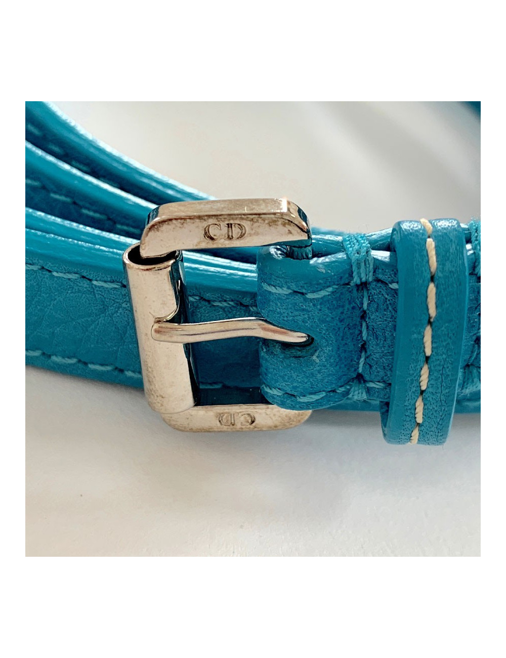 Ceinture double CHRISTIAN DIOR bleue et charm