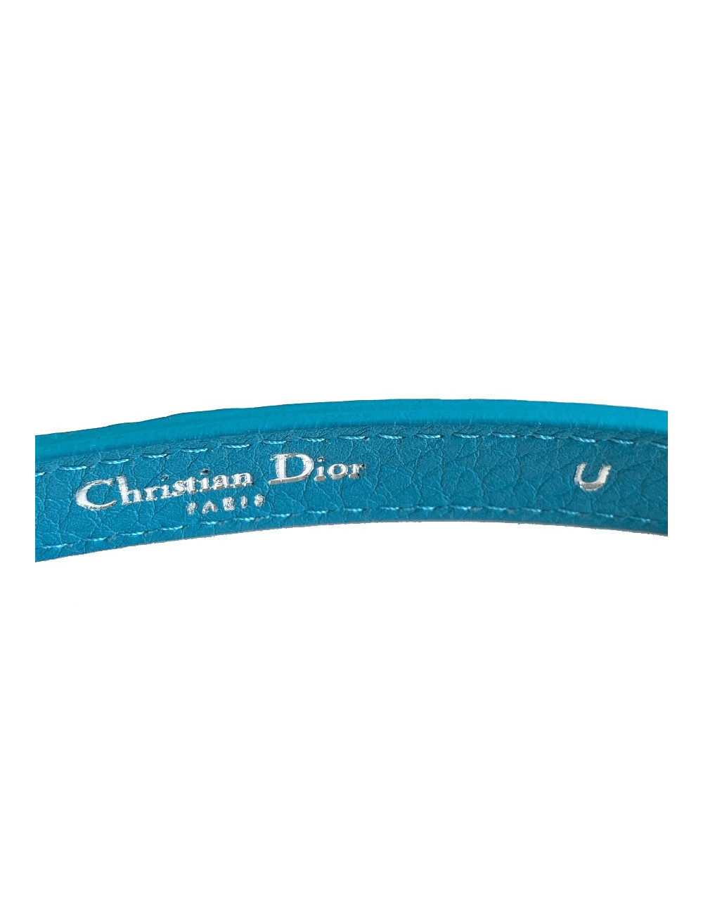 Ceinture double CHRISTIAN DIOR cuir bleu et charms