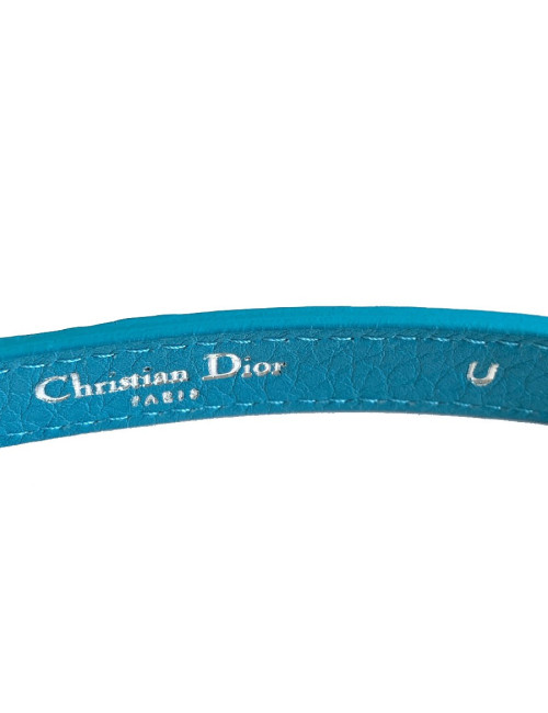 Ceinture double CHRISTIAN DIOR cuir bleu et charms