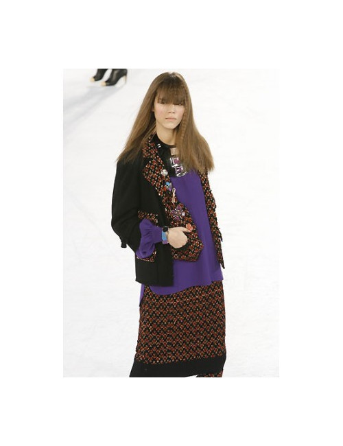 Veste CHANEL noire en laine, cachemire et tweed T 36