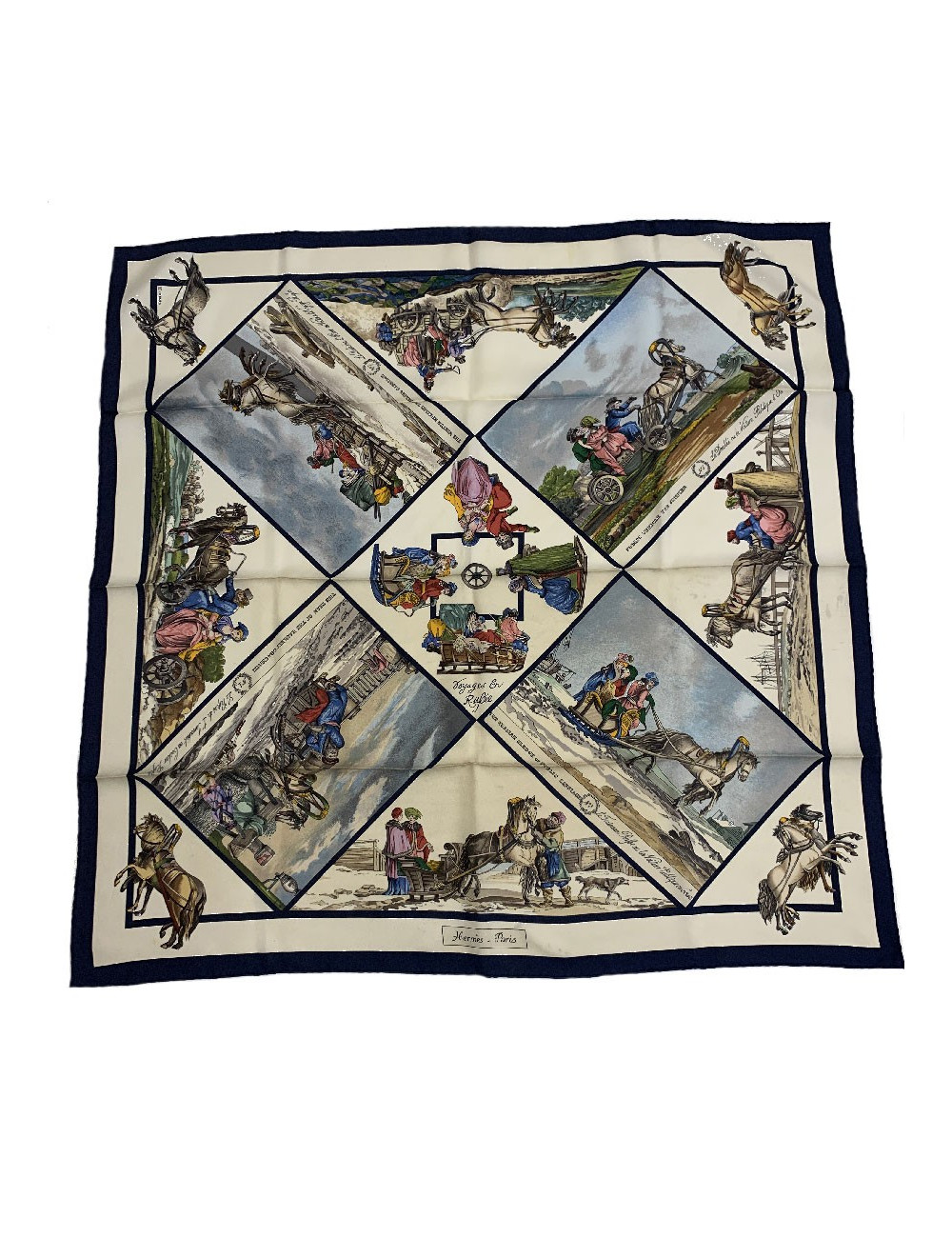 Carré 90 x 90 HERMES soie 100% "Voyage en Russie" 