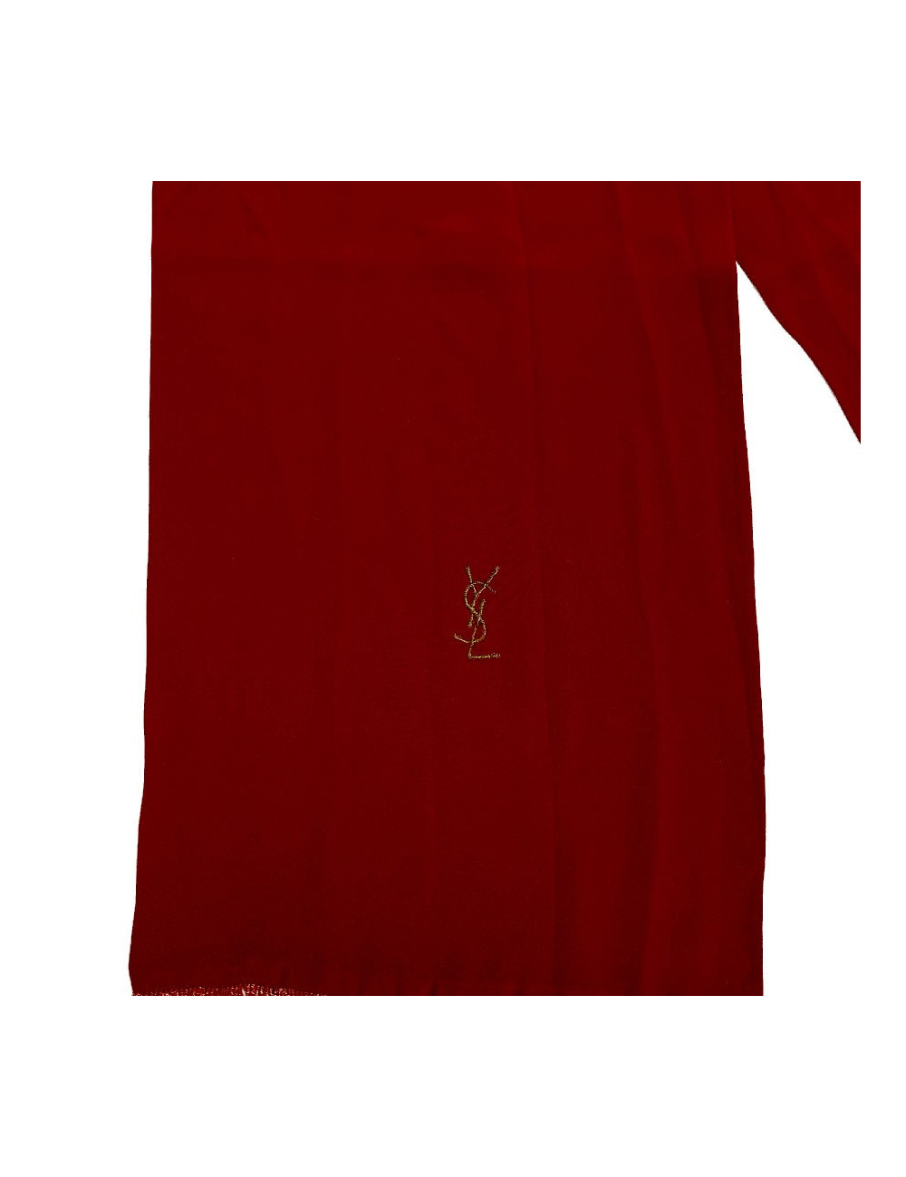 Echarpe YVES SAINT LAURENT en soie rouge franges