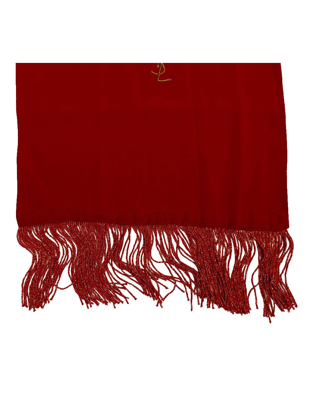 Echarpe YVES SAINT LAURENT en soie rouge franges