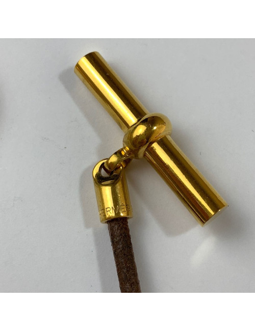 Collier HERMES cordon  et boucle dorée