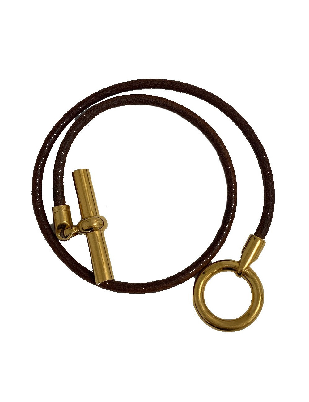 Collier HERMES cordon  et boucle dorée