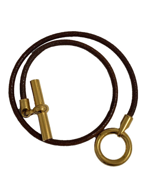 Collier HERMES cordon  et boucle dorée