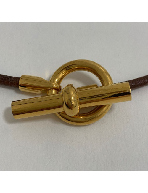 Collier HERMES cordon  et boucle dorée