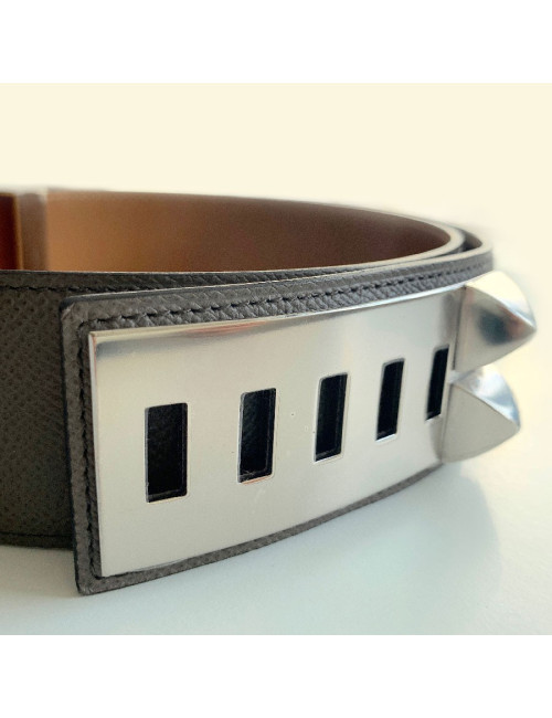 Ceinture HERMES collier de chien étoupe en cuir epsom